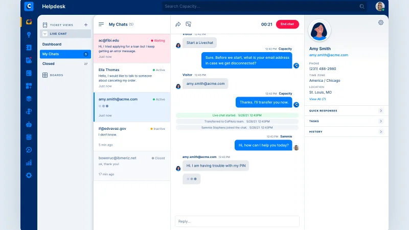 In-App Live Chat Assistance and Inquiry Ticket Resolution